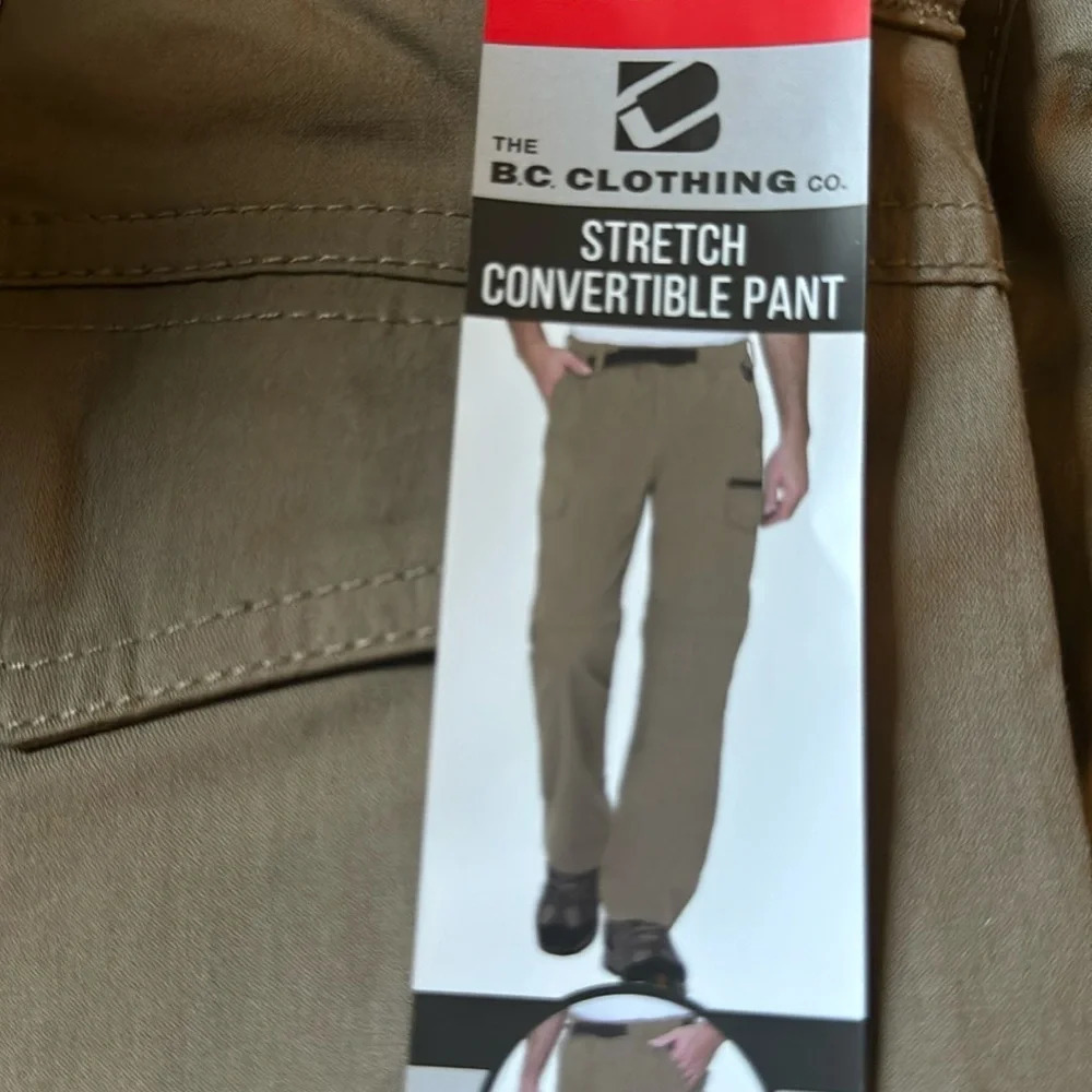 BC Clothing Men's Convertible Stretch Cargo Hiking Pants Shorts Zip Pocket - Picture 7 of 16